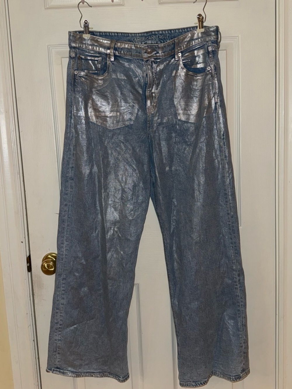 American Eagle Metallic Coating Blue Denim Jeans
